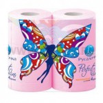 Туалетная бумага, 4 шт Русалочка двухслойная розовая